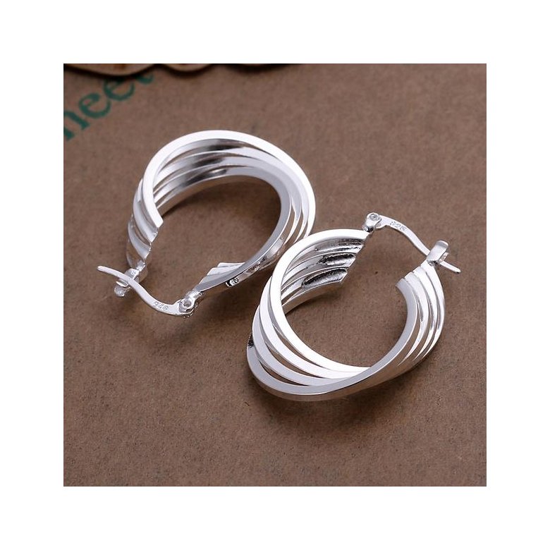 Wholesale Classic simple Round multiple loops Stud Earring For Women Twist Wave Line silver plated Earring Fashion Jewelry TGSPE179 0