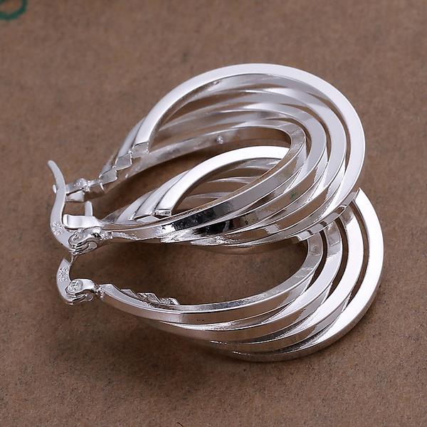 Wholesale Classic simple Round multiple loops Stud Earring For Women Twist Wave Line silver plated Earring Fashion Jewelry TGSPE179 1
