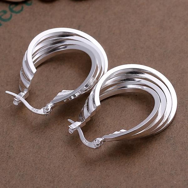 Wholesale Classic simple Round multiple loops Stud Earring For Women Twist Wave Line silver plated Earring Fashion Jewelry TGSPE179 2