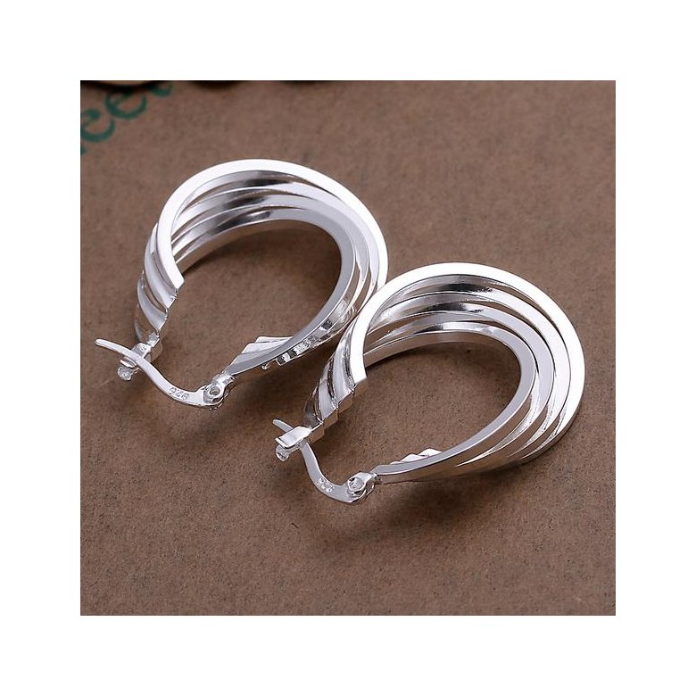 Wholesale Classic simple Round multiple loops Stud Earring For Women Twist Wave Line silver plated Earring Fashion Jewelry TGSPE179 2