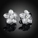 Wholesale Romantic Dainty Female White Crystal Earrings Silver plated Small Stud Earrings For Women Cute Classic Flower Wedding jewelry TGSPE183 2 small