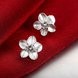 Wholesale Romantic Dainty Female White Crystal Earrings Silver plated Small Stud Earrings For Women Cute Classic Flower Wedding jewelry TGSPE183 3 small