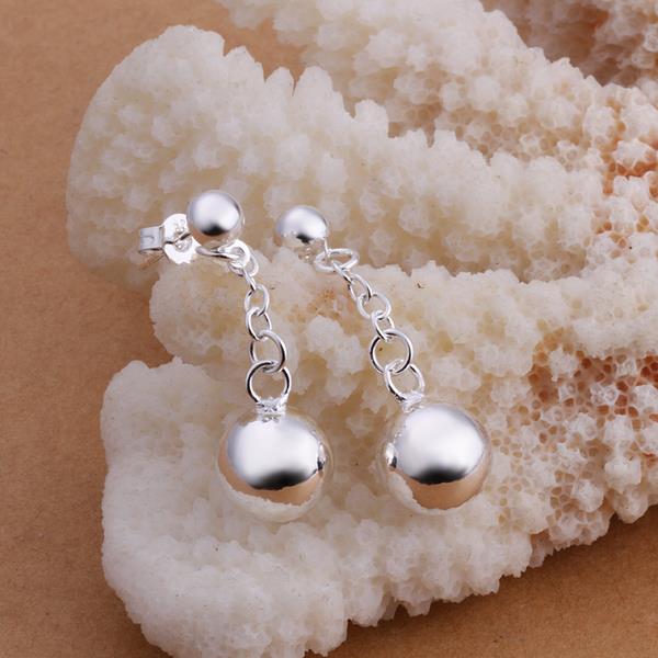 Wholesale Trendy High Quality Silver plated Round Circle Solid Ball Pendant Earring Woman Fashion Wedding Engagement Jewelry TGSPE186 1