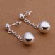 Wholesale Trendy High Quality Silver plated Round Circle Solid Ball Pendant Earring Woman Fashion Wedding Engagement Jewelry TGSPE186 2 small