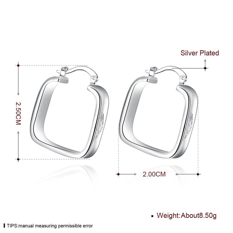 Wholesale Romantic Trendy Silver plated Stud Earring Smooth Square Earrings Charm For Women Jewelry Fashion Wedding Engagement Party Gift TGSPE187 2
