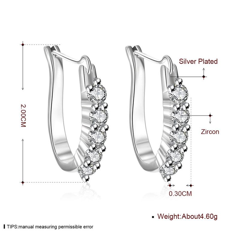 Wholesale Fashion earrings from China New Rhinestone Earrings U shape Silver Plated Earrings Crystal Simple Women's Jewelry TGSPE202 0