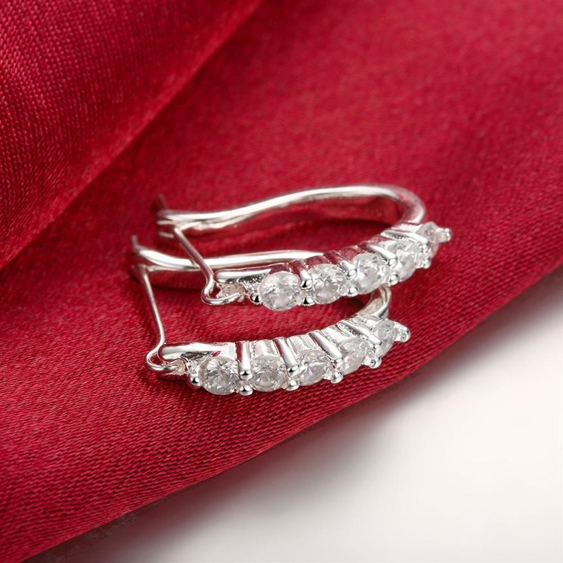 Wholesale Fashion earrings from China New Rhinestone Earrings U shape Silver Plated Earrings Crystal Simple Women's Jewelry TGSPE202 1