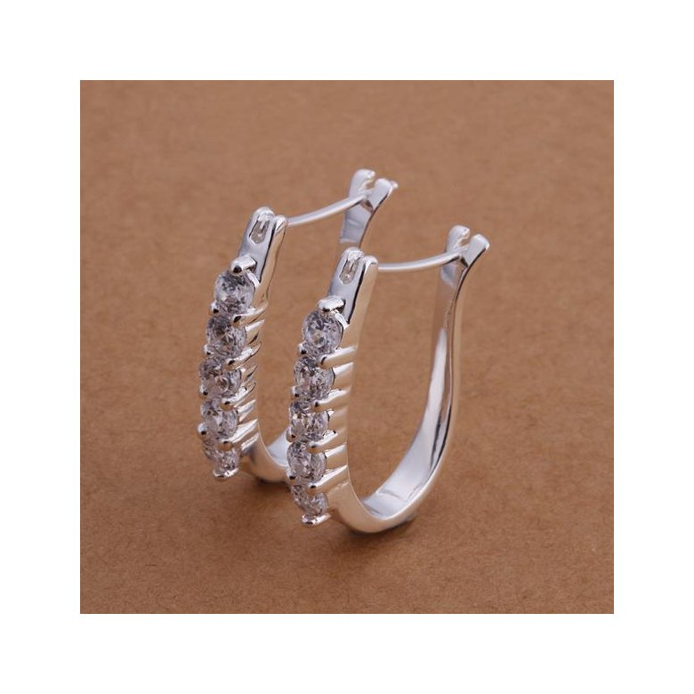 Wholesale Fashion earrings from China New Rhinestone Earrings U shape Silver Plated Earrings Crystal Simple Women's Jewelry TGSPE202 4