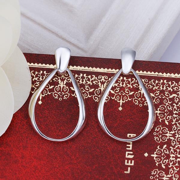 Wholesale Trendy Silver plated Stud Earring Classic Big Circle Hoop Charm Earrings Women Party Gift Fashion Wedding Engagement Jewelry TGSPE221 10