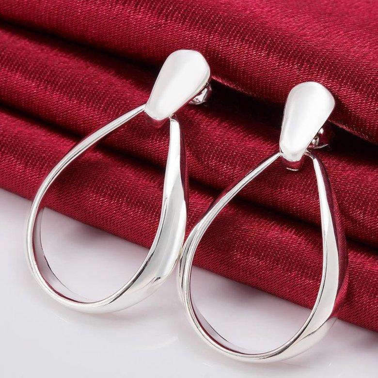Wholesale Trendy Silver plated Stud Earring Classic Big Circle Hoop Charm Earrings Women Party Gift Fashion Wedding Engagement Jewelry TGSPE221 2