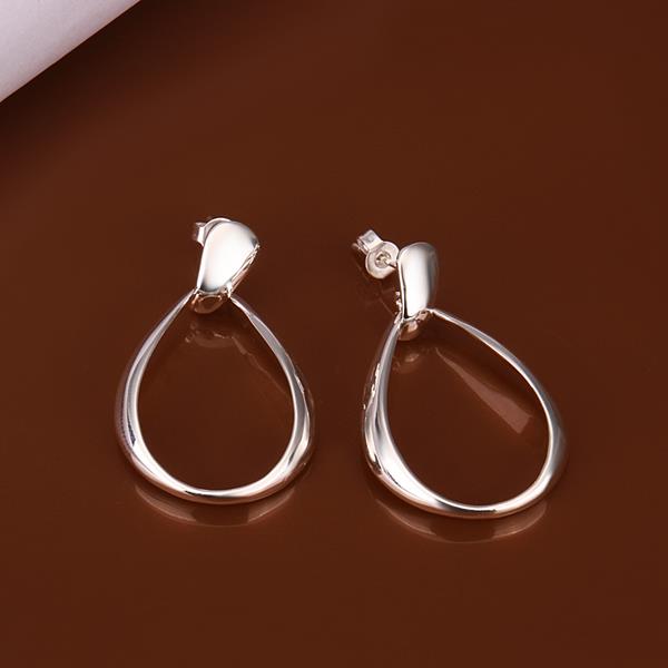 Wholesale Trendy Silver plated Stud Earring Classic Big Circle Hoop Charm Earrings Women Party Gift Fashion Wedding Engagement Jewelry TGSPE221 5