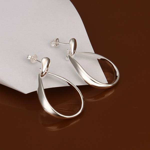 Wholesale Trendy Silver plated Stud Earring Classic Big Circle Hoop Charm Earrings Women Party Gift Fashion Wedding Engagement Jewelry TGSPE221 6