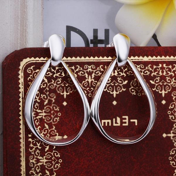 Wholesale Trendy Silver plated Stud Earring Classic Big Circle Hoop Charm Earrings Women Party Gift Fashion Wedding Engagement Jewelry TGSPE221 9
