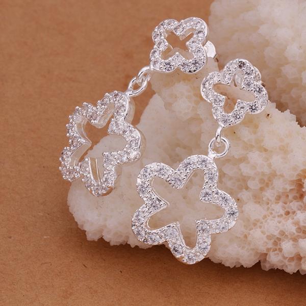 Wholesale Hot selling silver plated from China earrings high quality jewelry woman ablaze star crystal Zircon long section retro earrings TGSPE224 7