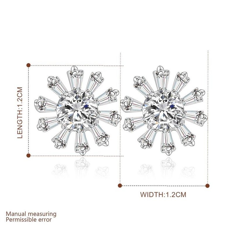 Wholesale Trendy Big Flower Diamond Stud Earring Real silver plated Engagement Wedding Earrings for Women Bridal Party Jewelry Gift TGSPE229 0