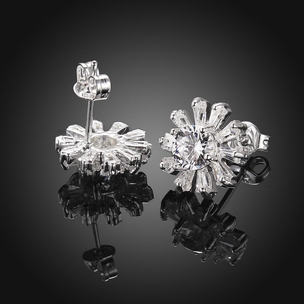 Wholesale Trendy Big Flower Diamond Stud Earring Real silver plated Engagement Wedding Earrings for Women Bridal Party Jewelry Gift TGSPE229 1