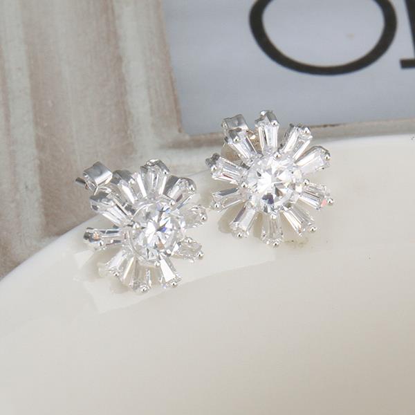 Wholesale Trendy Big Flower Diamond Stud Earring Real silver plated Engagement Wedding Earrings for Women Bridal Party Jewelry Gift TGSPE229 10