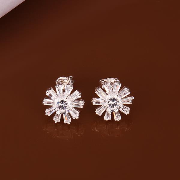 Wholesale Trendy Big Flower Diamond Stud Earring Real silver plated Engagement Wedding Earrings for Women Bridal Party Jewelry Gift TGSPE229 5