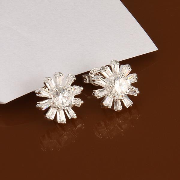 Wholesale Trendy Big Flower Diamond Stud Earring Real silver plated Engagement Wedding Earrings for Women Bridal Party Jewelry Gift TGSPE229 6