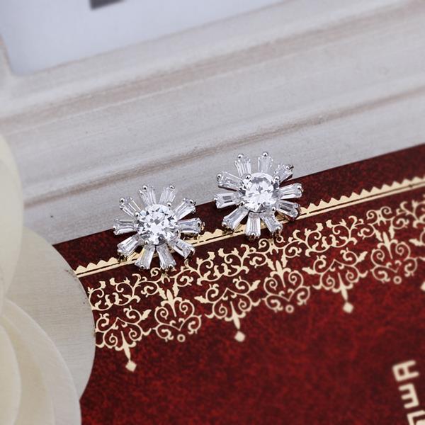 Wholesale Trendy Big Flower Diamond Stud Earring Real silver plated Engagement Wedding Earrings for Women Bridal Party Jewelry Gift TGSPE229 8