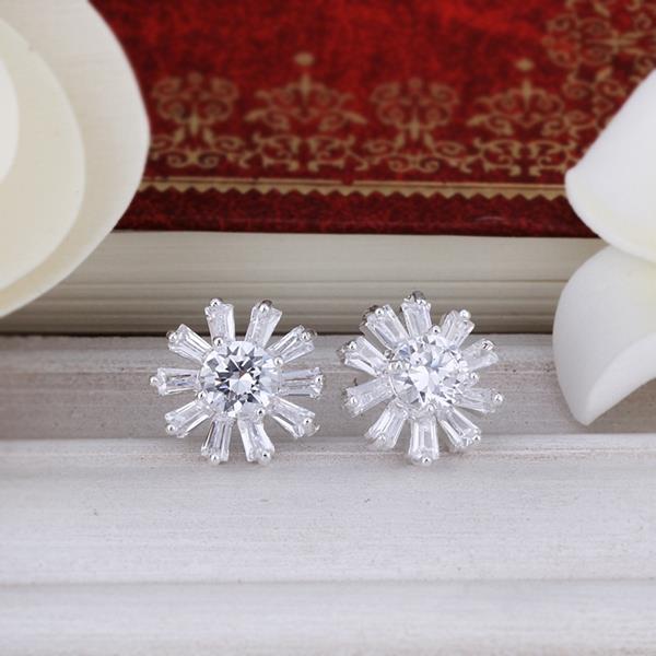 Wholesale Trendy Big Flower Diamond Stud Earring Real silver plated Engagement Wedding Earrings for Women Bridal Party Jewelry Gift TGSPE229 9