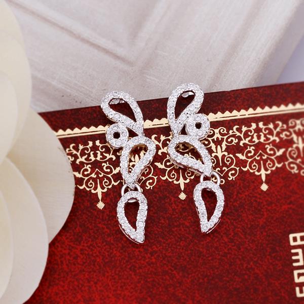 Wholesale Trendy Women Drop Earring Wedding Band Jewelry Leave&Water Drop Shape Earring AAA Cubic Zirconia New Fashion Bridal Accessories TGSPE009 10
