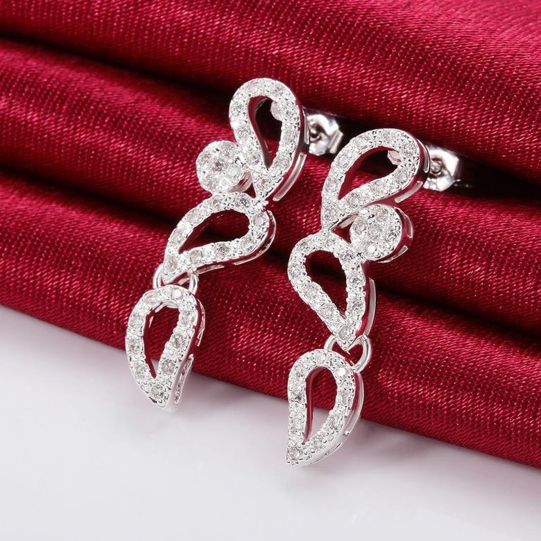 Wholesale Trendy Women Drop Earring Wedding Band Jewelry Leave&Water Drop Shape Earring AAA Cubic Zirconia New Fashion Bridal Accessories TGSPE009 2