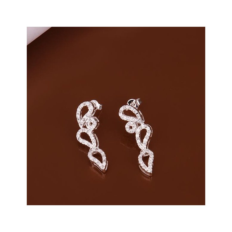 Wholesale Trendy Women Drop Earring Wedding Band Jewelry Leave&Water Drop Shape Earring AAA Cubic Zirconia New Fashion Bridal Accessories TGSPE009 4