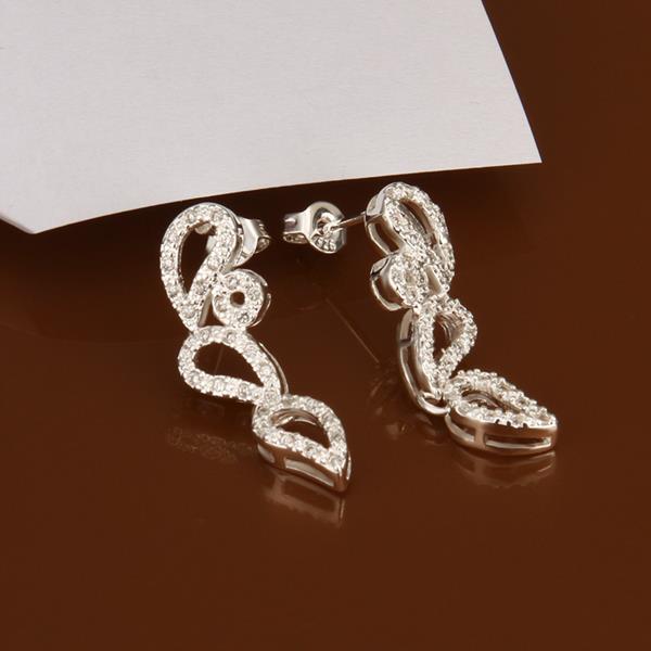 Wholesale Trendy Women Drop Earring Wedding Band Jewelry Leave&Water Drop Shape Earring AAA Cubic Zirconia New Fashion Bridal Accessories TGSPE009 5