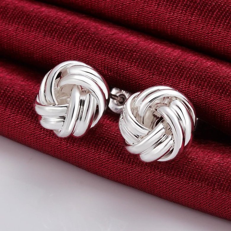 Wholesale Trendy Silver plated Geometric Stud Earrings For Women Fashion bread shaped Earring Jewelry  TGSPE010 2