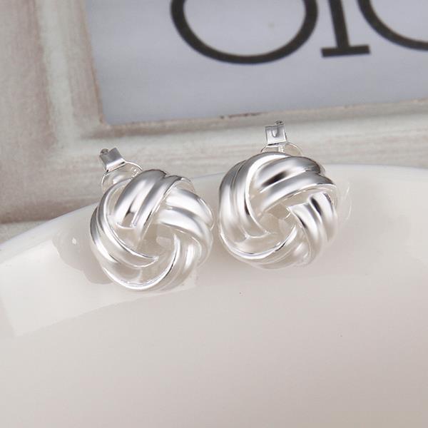 Wholesale Trendy Silver plated Geometric Stud Earrings For Women Fashion bread shaped Earring Jewelry  TGSPE010 3