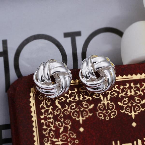 Wholesale Trendy Silver plated Geometric Stud Earrings For Women Fashion bread shaped Earring Jewelry  TGSPE010 4