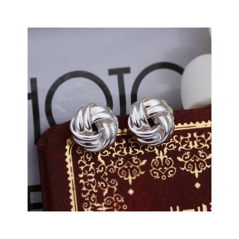 Wholesale Trendy Silver plated Geometric Stud Earrings For Women Fashion bread shaped Earring Jewelry  TGSPE010 4