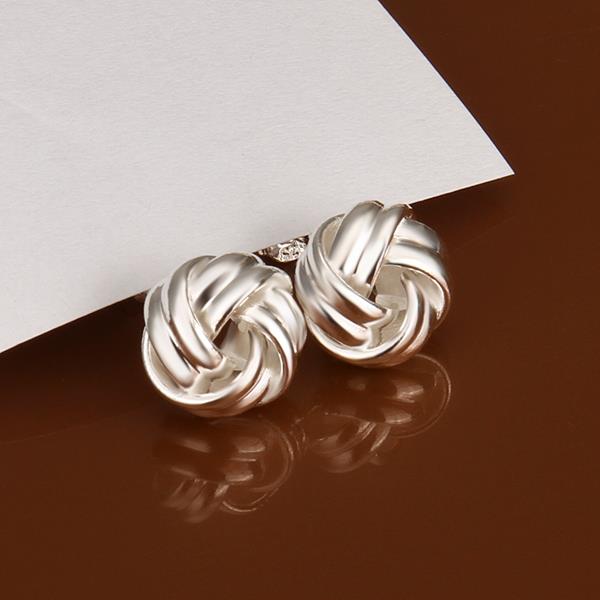 Wholesale Trendy Silver plated Geometric Stud Earrings For Women Fashion bread shaped Earring Jewelry  TGSPE010 6