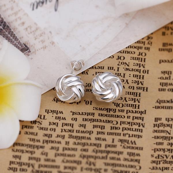 Wholesale Trendy Silver plated Geometric Stud Earrings For Women Fashion bread shaped Earring Jewelry  TGSPE010 8