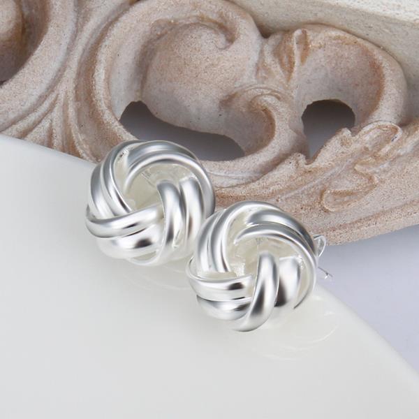 Wholesale Trendy Silver plated Geometric Stud Earrings For Women Fashion bread shaped Earring Jewelry  TGSPE010 9