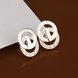 Wholesale Romantic Silver plated Double-circle Stud Earring for Women Sparkling Single circle Zircon Wedding Jewelry Prevent Allergy TGSPE019 1 small