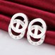 Wholesale Romantic Silver plated Double-circle Stud Earring for Women Sparkling Single circle Zircon Wedding Jewelry Prevent Allergy TGSPE019 4 small