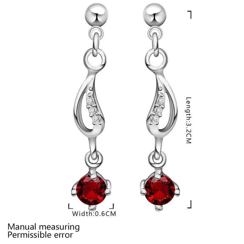 Wholesale Luxury delicate red zircon Earrings Boho Unique Fashion Silver Color Drop Earring Vintage Wedding Earrings For Women TGSPE004 0