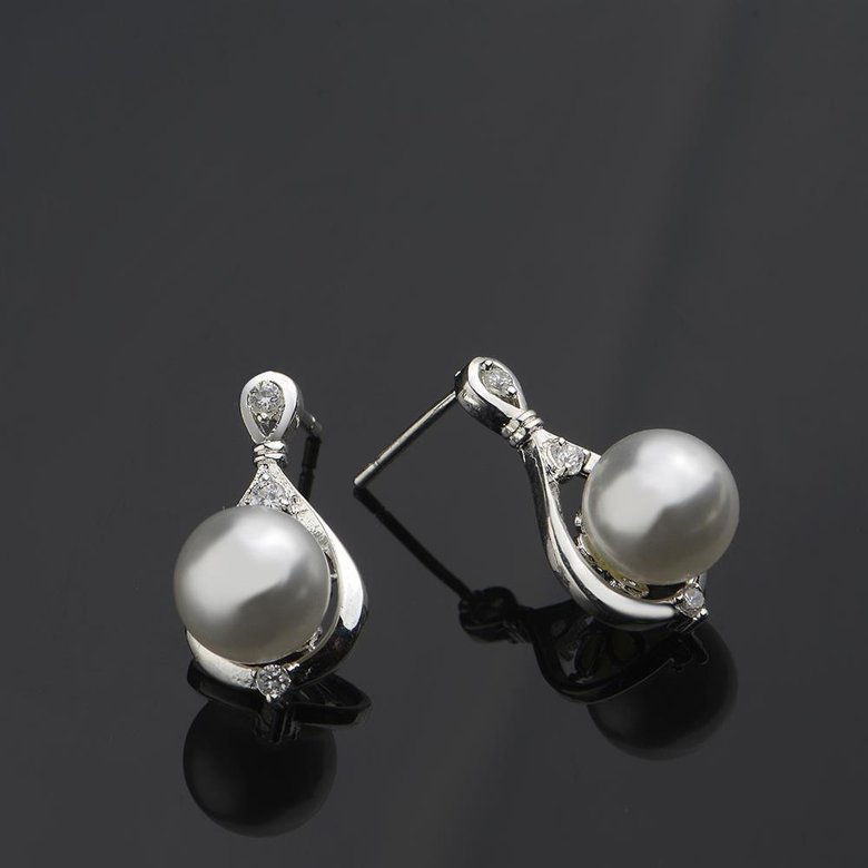 Wholesale Trendy Top Qualit Silver plated Earrings  pearl water drop Earrings For Girls Lady Party Accessories TGSPE056 1