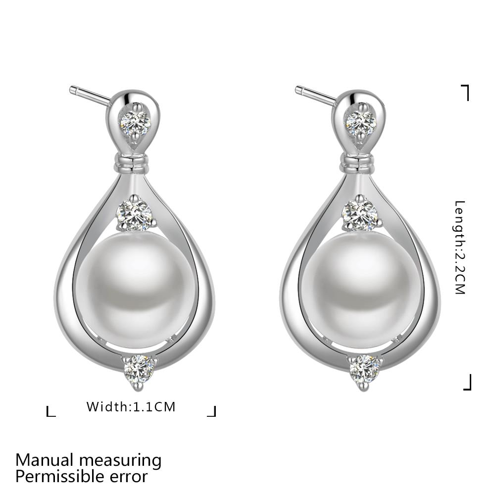 Wholesale Trendy Top Qualit Silver plated Earrings  pearl water drop Earrings For Girls Lady Party Accessories TGSPE056 3