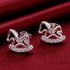 Wholesale Cute Horse CZ Crystal Silver plated earrings for Women Girls Wedding Party animal Accessory jewelry TGSPE059 3 small