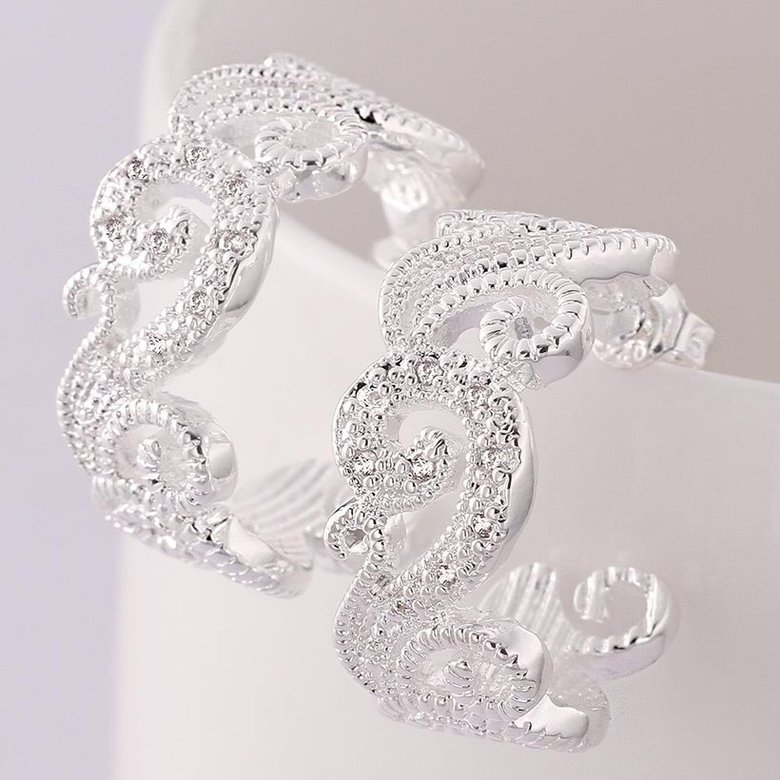 Wholesale Romantic Silver plated CZ Stud Earring Luxury Flower Earrings for Women Crystal Wedding Dangle Earrings  TGSPE075 0