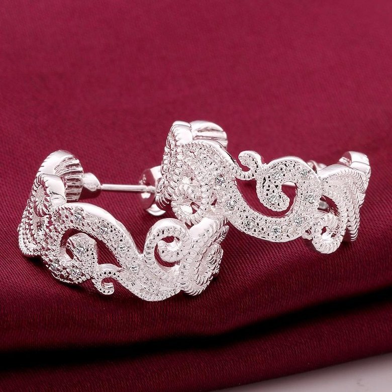 Wholesale Romantic Silver plated CZ Stud Earring Luxury Flower Earrings for Women Crystal Wedding Dangle Earrings  TGSPE075 1
