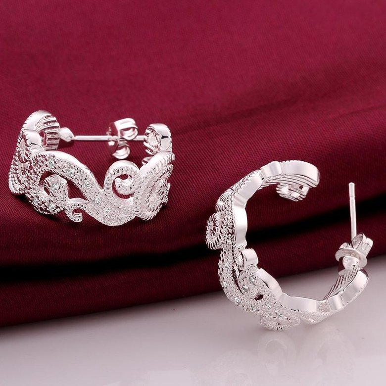 Wholesale Romantic Silver plated CZ Stud Earring Luxury Flower Earrings for Women Crystal Wedding Dangle Earrings  TGSPE075 2