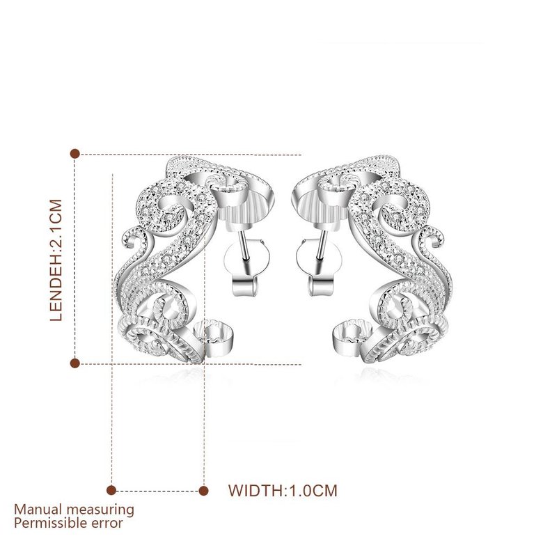 Wholesale Romantic Silver plated CZ Stud Earring Luxury Flower Earrings for Women Crystal Wedding Dangle Earrings  TGSPE075 4