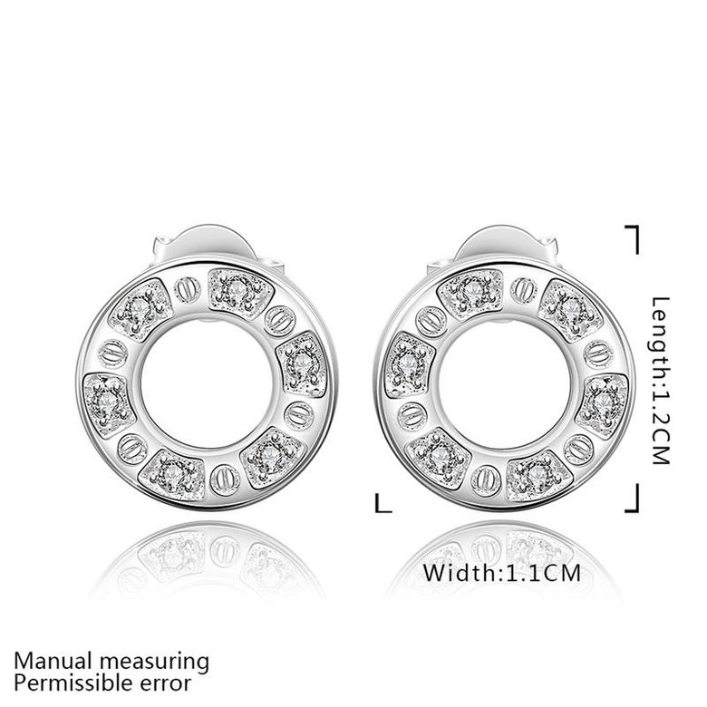 Wholesale Romantic Elegant silver plated white Cubic Zirconia Stone Stud Earring For Women Round Crystal Earrings female Wedding Jewelry  TGSPE077 1