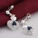 Wholesale Romantic Top Qualit Silver plated Earrings blue heart shape Zircon Geometric Earrings For Girls Lady Party Accessories TGSPE078 0 small