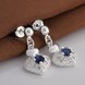 Wholesale Romantic Top Qualit Silver plated Earrings blue heart shape Zircon Geometric Earrings For Girls Lady Party Accessories TGSPE078 3 small