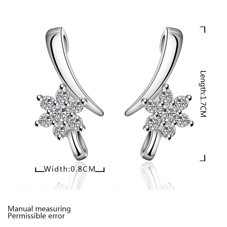 Wholesale Trendy Dainty Female White Crystal zircon Earrings Silver plated Stud Earrings For Women Cute Classic Flower Wedding Earrings TGSPE088 0